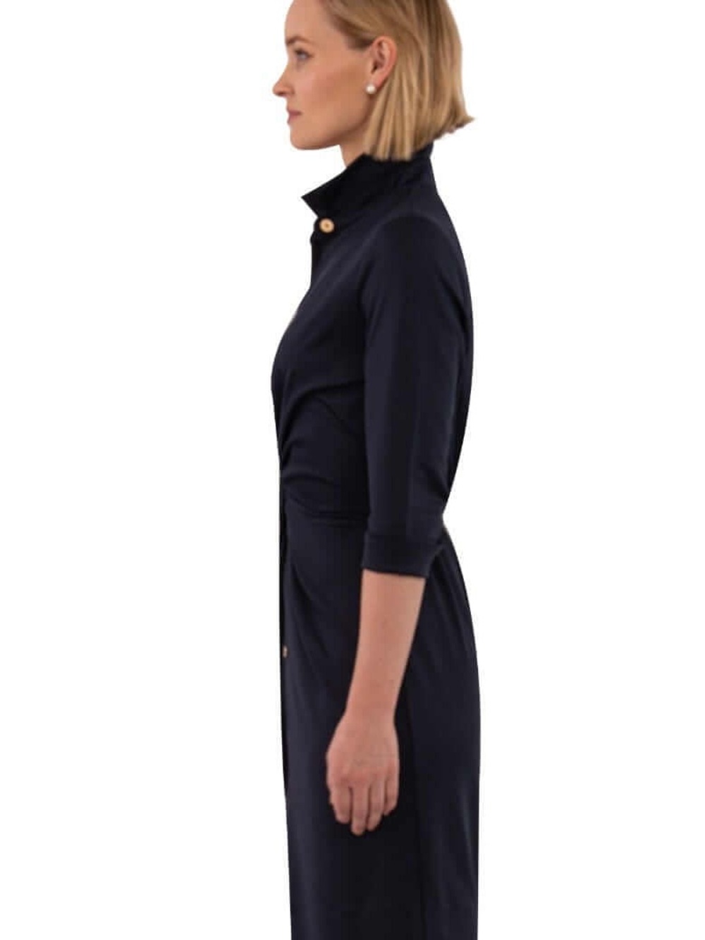 GRETCHEN SCOTT size M Twist & Shout Dress Solid Navy Blue Excellent!! - Picture 2 of 8